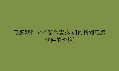 电脑软件价格怎么查找(如何找到电脑软件的价格)