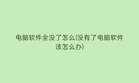 电脑软件全没了怎么(没有了电脑软件该怎么办)