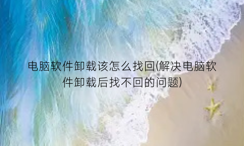 电脑软件卸载该怎么找回(解决电脑软件卸载后找不回的问题)