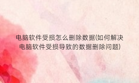 电脑软件受损怎么删除数据(如何解决电脑软件受损导致的数据删除问题)