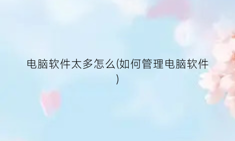 “电脑软件太多怎么(如何管理电脑软件)