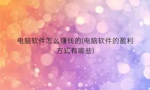 “电脑软件怎么赚钱的(电脑软件的盈利方式有哪些)