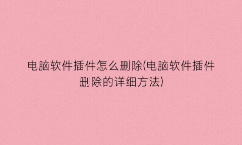 “电脑软件插件怎么删除(电脑软件插件删除的详细方法)
