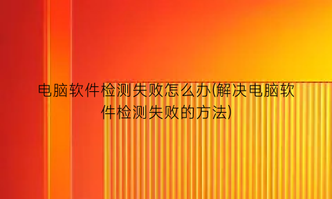 电脑软件检测失败怎么办(解决电脑软件检测失败的方法)
