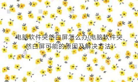 “电脑软件突然白屏怎么办(电脑软件突然白屏可能的原因及解决方法)