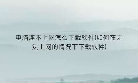 “电脑连不上网怎么下载软件(如何在无法上网的情况下下载软件)