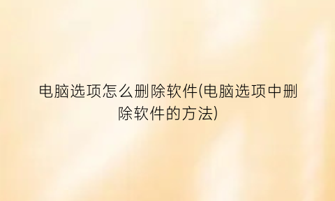 “电脑选项怎么删除软件(电脑选项中删除软件的方法)