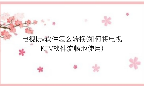 电视ktv软件怎么转换(如何将电视KTV软件流畅地使用)