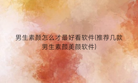 男生素颜怎么才最好看软件(推荐几款男生素颜美颜软件)