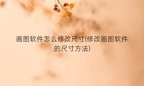 “画图软件怎么修改尺寸(修改画图软件的尺寸方法)