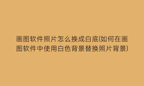 “画图软件照片怎么换成白底(如何在画图软件中使用白色背景替换照片背景)