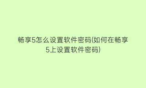 畅享5怎么设置软件密码(如何在畅享5上设置软件密码)