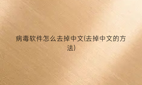 病毒软件怎么去掉中文(去掉中文的方法)