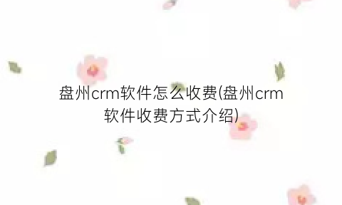 “盘州crm软件怎么收费(盘州crm软件收费方式介绍)