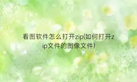 看图软件怎么打开zip(如何打开zip文件的图像文件)