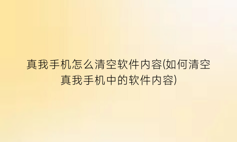 真我手机怎么清空软件内容(如何清空真我手机中的软件内容)