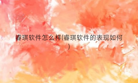 睿琪软件怎么样(睿琪软件的表现如何)