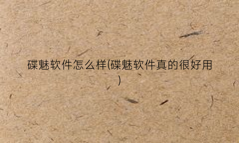 “碟魅软件怎么样(碟魅软件真的很好用)
