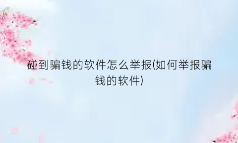 “碰到骗钱的软件怎么举报(如何举报骗钱的软件)