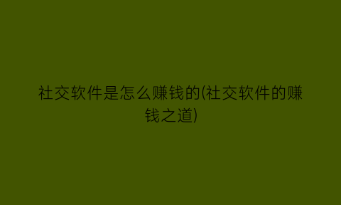 社交软件是怎么赚钱的(社交软件的赚钱之道)