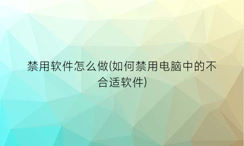 禁用软件怎么做(如何禁用电脑中的不合适软件)