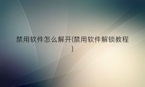 禁用软件怎么解开(禁用软件解锁教程)