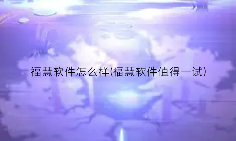 福慧软件怎么样(福慧软件值得一试)