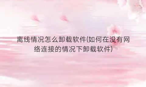 “离线情况怎么卸载软件(如何在没有网络连接的情况下卸载软件)