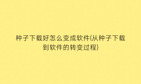 种子下载好怎么变成软件(从种子下载到软件的转变过程)