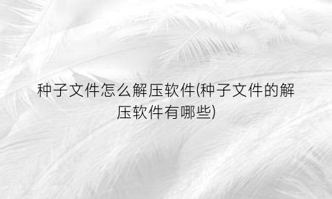 “种子文件怎么解压软件(种子文件的解压软件有哪些)