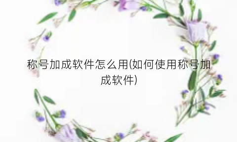 “称号加成软件怎么用(如何使用称号加成软件)