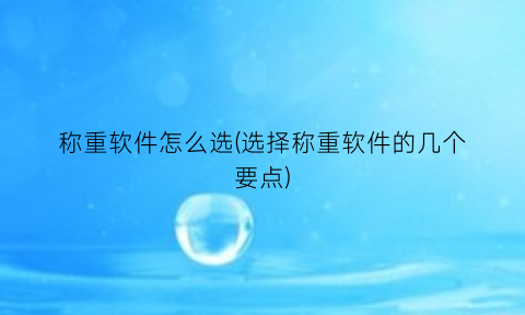 称重软件怎么选(选择称重软件的几个要点)