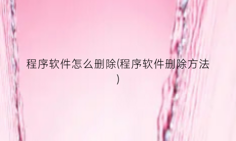 程序软件怎么删除(程序软件删除方法)