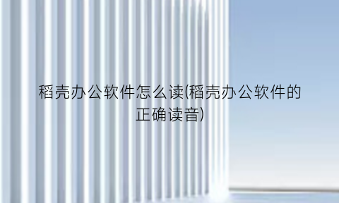 “稻壳办公软件怎么读(稻壳办公软件的正确读音)