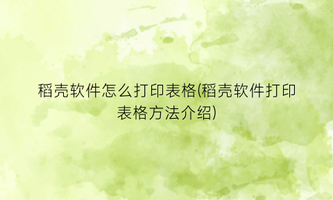 “稻壳软件怎么打印表格(稻壳软件打印表格方法介绍)