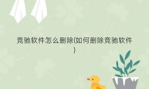 竞驰软件怎么删除(如何删除竞驰软件)