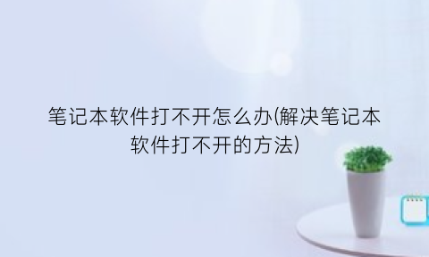 笔记本软件打不开怎么办(解决笔记本软件打不开的方法)