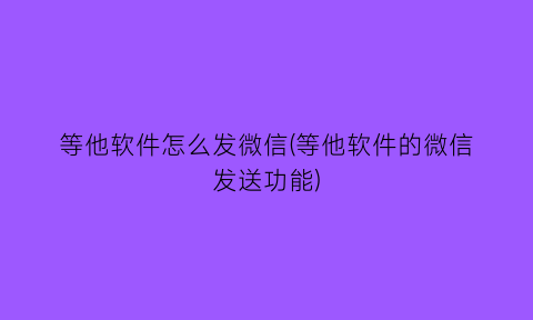 等他软件怎么发微信(等他软件的微信发送功能)