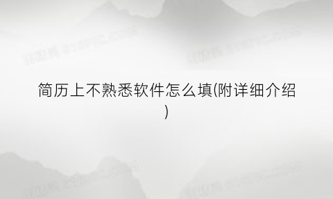 “简历上不熟悉软件怎么填(附详细介绍)
