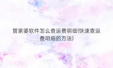 “管家婆软件怎么查运费明细(快速查运费明细的方法)
