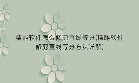 “精雕软件怎么修剪直线等分(精雕软件修剪直线等分方法详解)