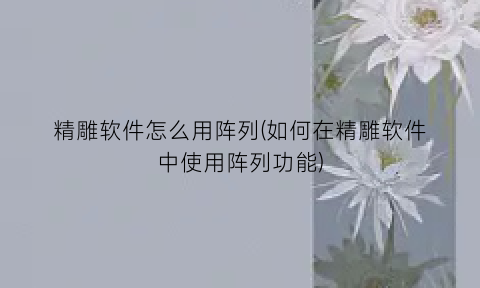 精雕软件怎么用阵列(如何在精雕软件中使用阵列功能)