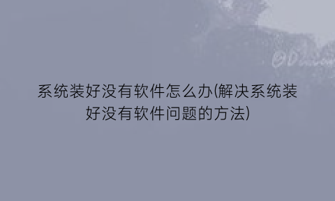 “系统装好没有软件怎么办(解决系统装好没有软件问题的方法)