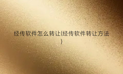 “经传软件怎么转让(经传软件转让方法)