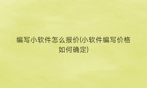 编写小软件怎么报价(小软件编写价格如何确定)