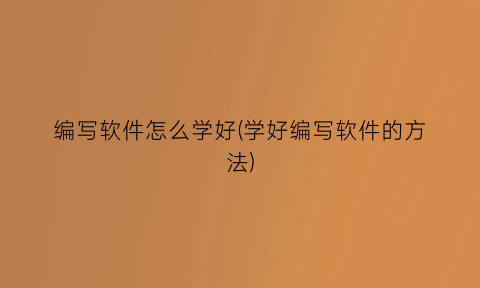 编写软件怎么学好(学好编写软件的方法)