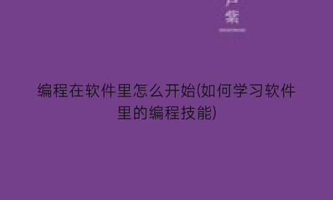 编程在软件里怎么开始(如何学习软件里的编程技能)