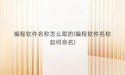 “编程软件名称怎么取的(编程软件名称如何命名)