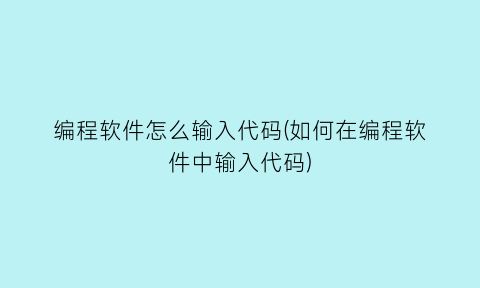 编程软件怎么输入代码(如何在编程软件中输入代码)