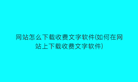 网站怎么下载收费文字软件(如何在网站上下载收费文字软件)